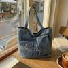 Stylish Denim Comfortable and Versatile Tote Bag for Women Large Capacity Shoulder Bag Fashiable Korean Simple Storage Bag