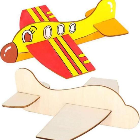 5Pcs Unfinished Wooden Aircraft Model DIY Graffiti Painting Puzzle Airplane Kids Educational Toy Toddlers Boys Girls Flying Plane Crafts Decoration