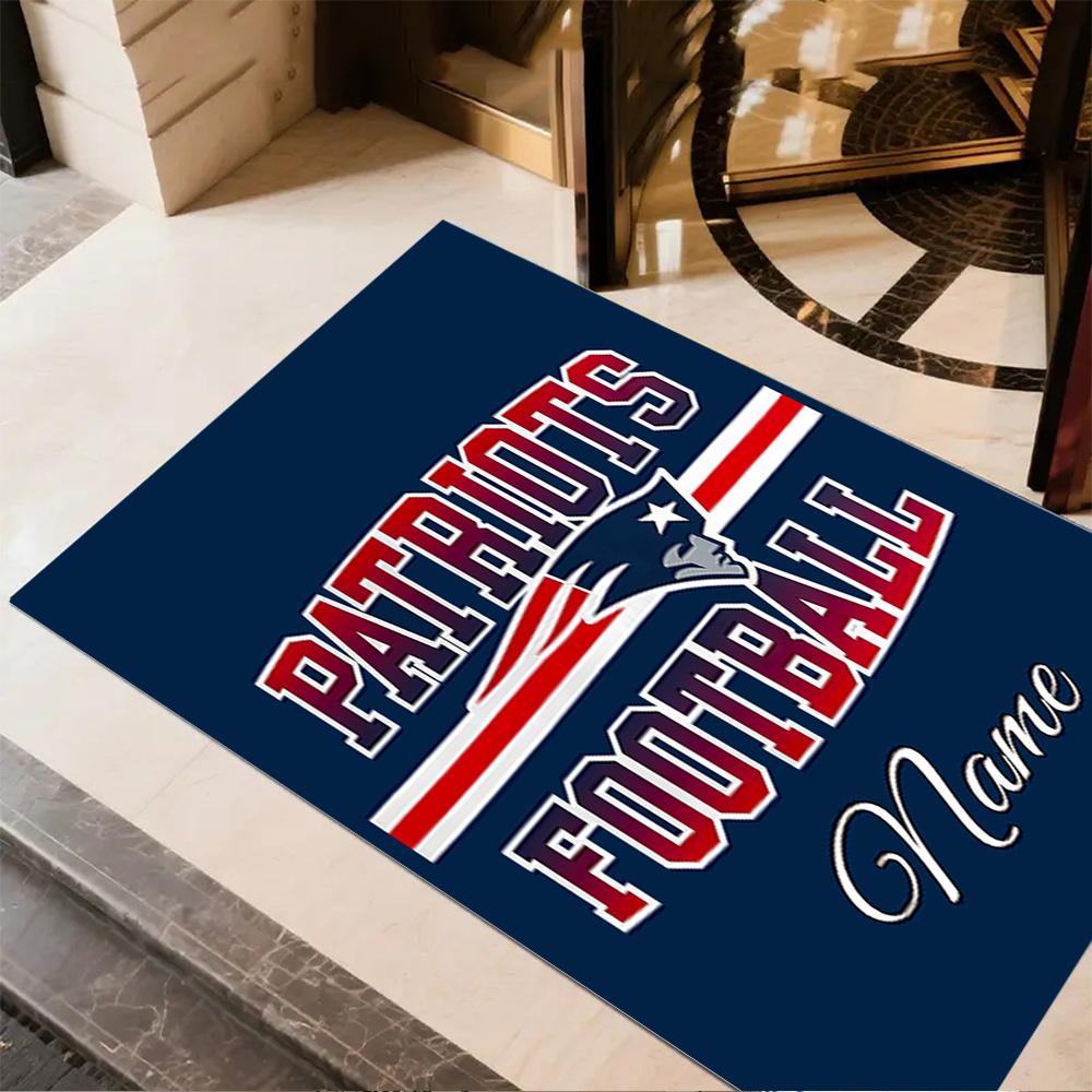 Patriots Football Customizable Name Floor Rug Office Rug Suitable for Dining Room Bedrooms Game Room Decorate Room Antislip Carpet Office Home Decor