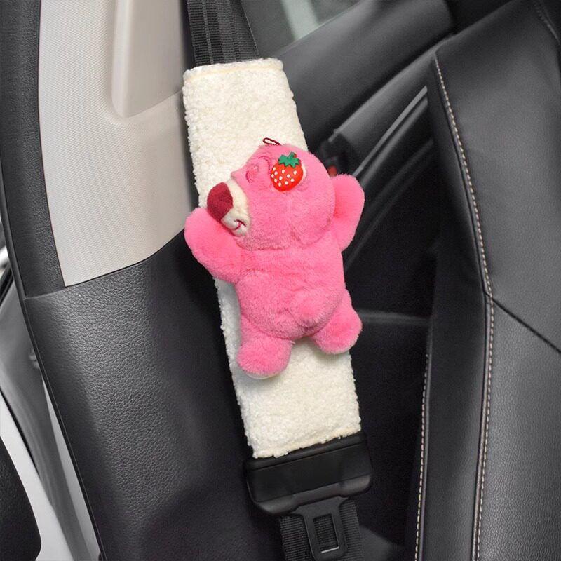 

Art Cat Strawberry Bear Car Safety Belt Shoulder Pad Cover Fancy Car Interior Design Protective Cover Anti-Strangulation Neck Car Pa Pa Strawberry Bear [1 White Shoulder Pad]