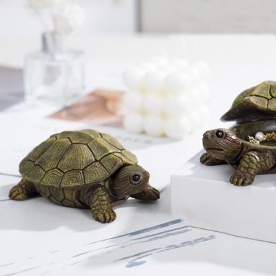 Caja de Almacenamiento de Joyas de Tortuga de Simulación con Tapa Resina Tortuga Organizador de Baratijas Llaves Contenedor Estatua de Animal Figurita Adorno Decoración de Escritorio