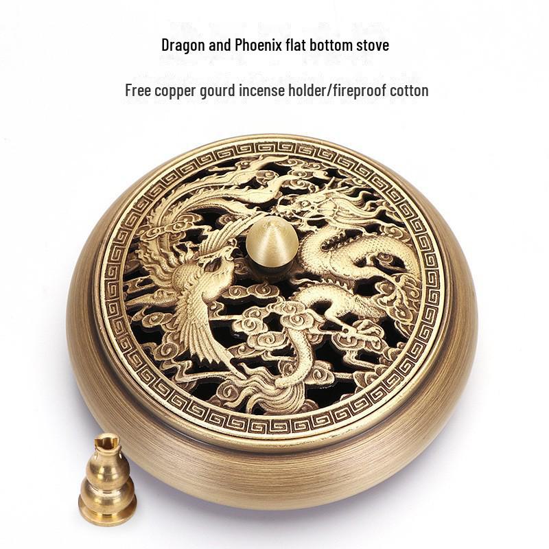 Jinlian Räuchergefäß aus Messing mit flachem Boden für den Heim- und Innenbereich