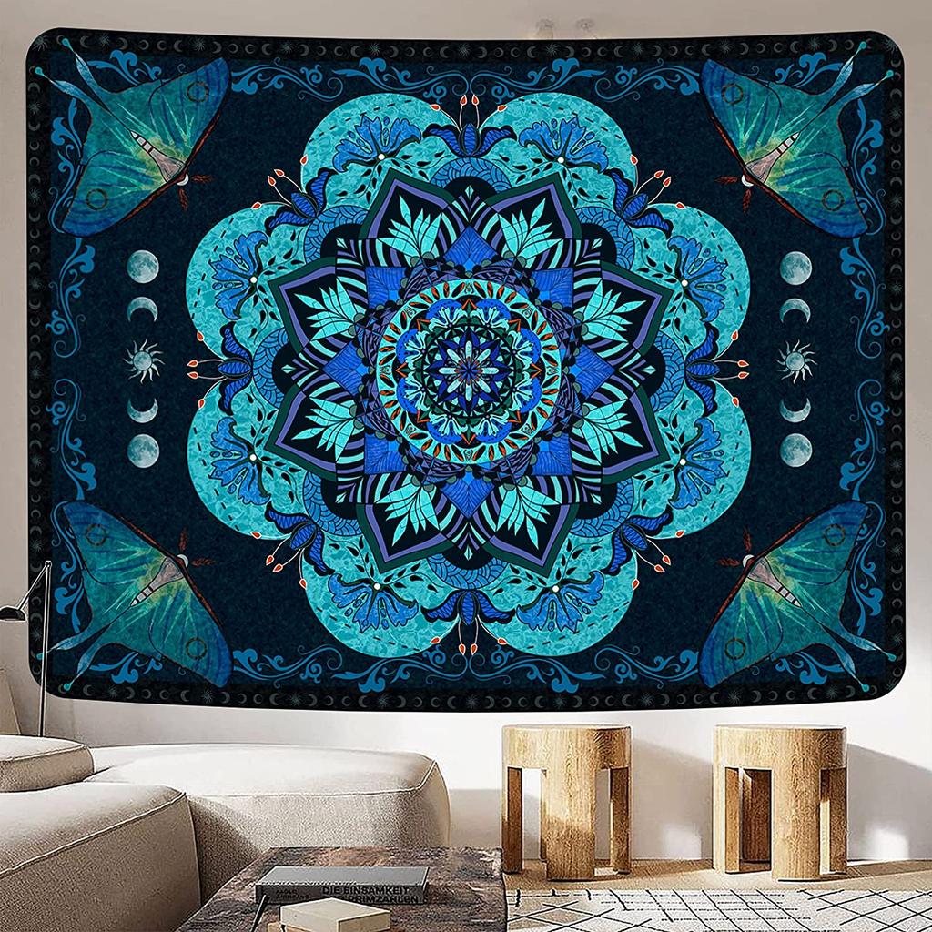 Mandala Tapestry Room Decor Aesthetic Bohemian Tapestries Gothic Sun And Moon Moth Boho Wall Hanging Gothic Hippie Home Decor