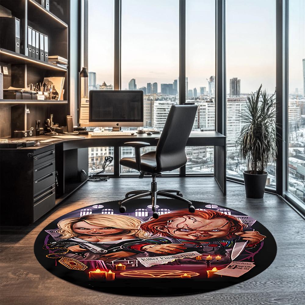 Halloween horror Printed Round Rug Carpet Chair Rug Area Rug Entryway Doormats,for Office Chair Living Room Bedroom Kitchen Room.
