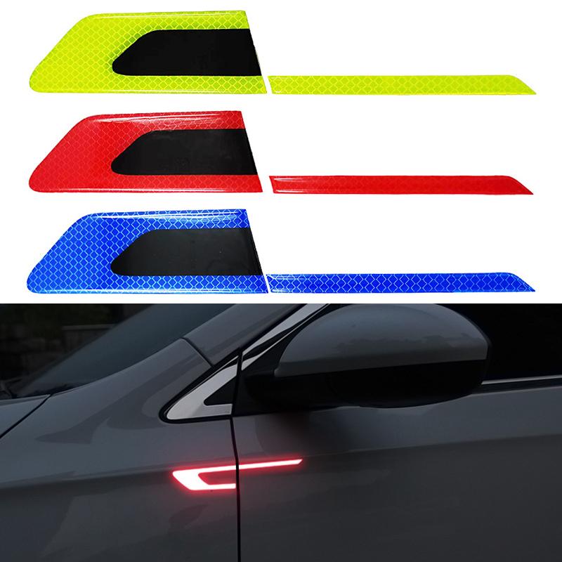 2 Pezzi Adesivi Riflettenti per Carrozzeria Auto Avviso di Sicurezza Laterale Adesivi Protezione Porta Antigraffio e Anticollisione Strisce Riflettenti