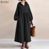ZANZEA Women Autumn Casual Long Sleeve Loose Hoodies Long Dress
