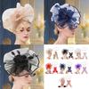 4IN1 Costume Tulle Hair Accessories Fascinator Hat Gloves Necklace Set For Equestrian Event Formal Occasion Dressingup