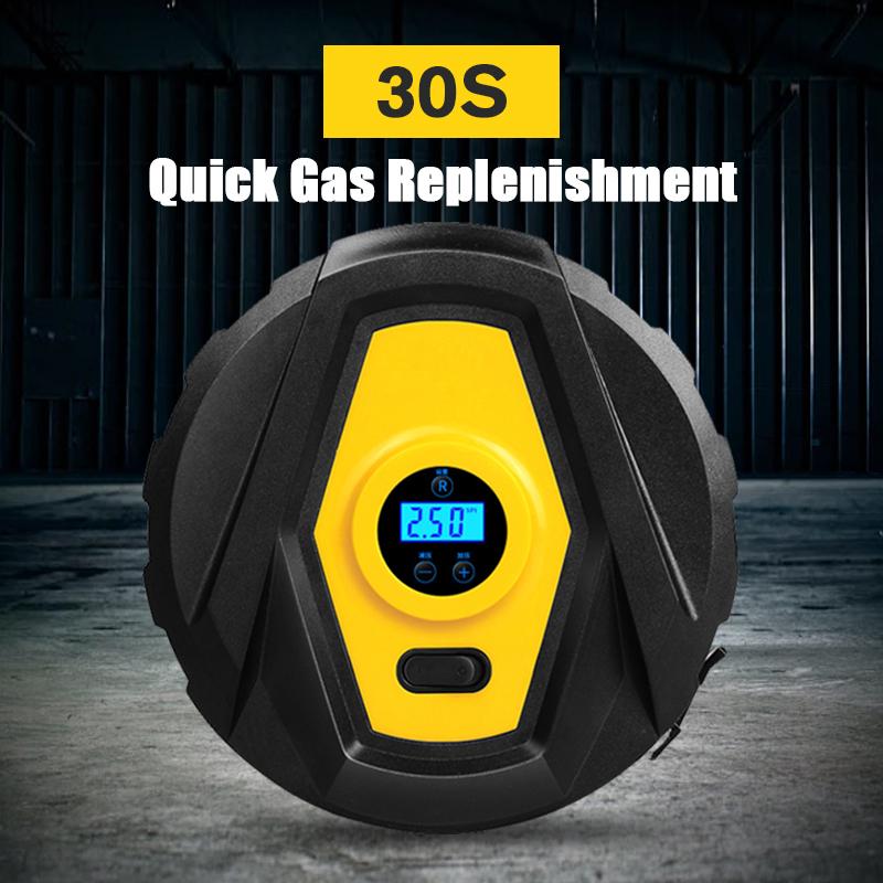 Multi-function Car Fast Air Pump Small Mini Round Portable 12v Intelligent Digital Display High-power Car Tire Pump Cylinder