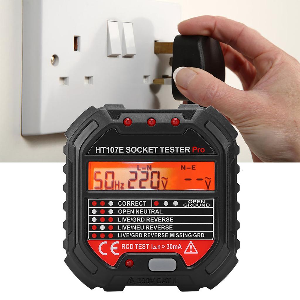 HT107E Socket Outlet Tester Accurate LCD Display Circuit Polarity Voltage Detector