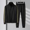 Men's Casual Sports Set Lapel Jacket and Drawstring Trousers Two-piece Set