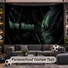 Alien Xenomorph Personalized Tapestry Support Custom Name, Wall Art Home Decoration