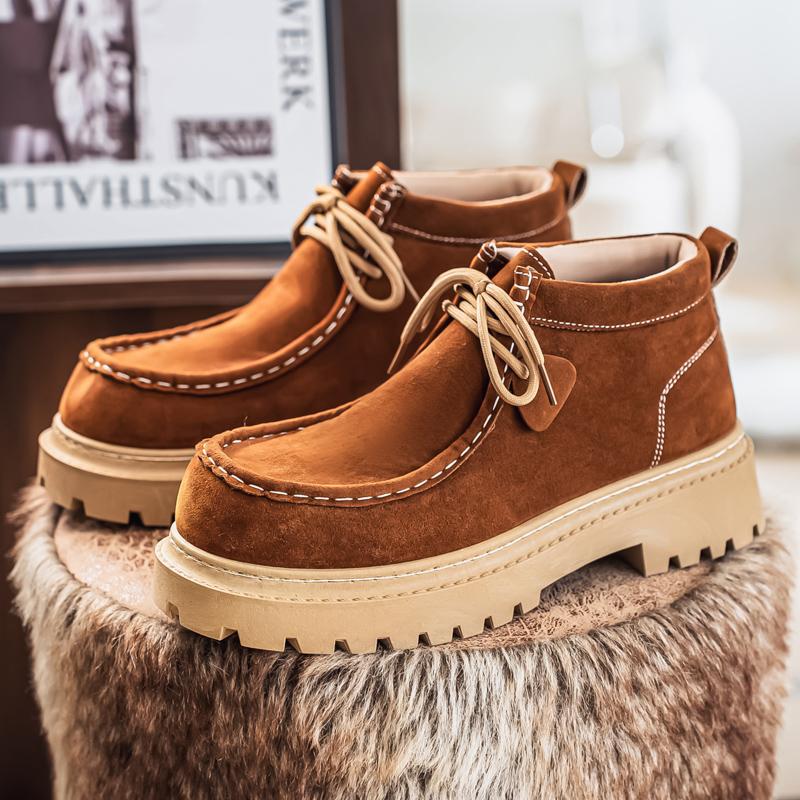 New Handmade Men Casual Cow Suede Leather Shoes Autumn Winter Japanese Tooling Ankle Boots Business Desert Boots