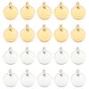 24Pcs 2 Colors 201 Stainless Steel Pendants Manual Polishing Flat Round Stamping Blank Tag Golden & Stainless Steel Color 10x1mm Hole: 3.5mm