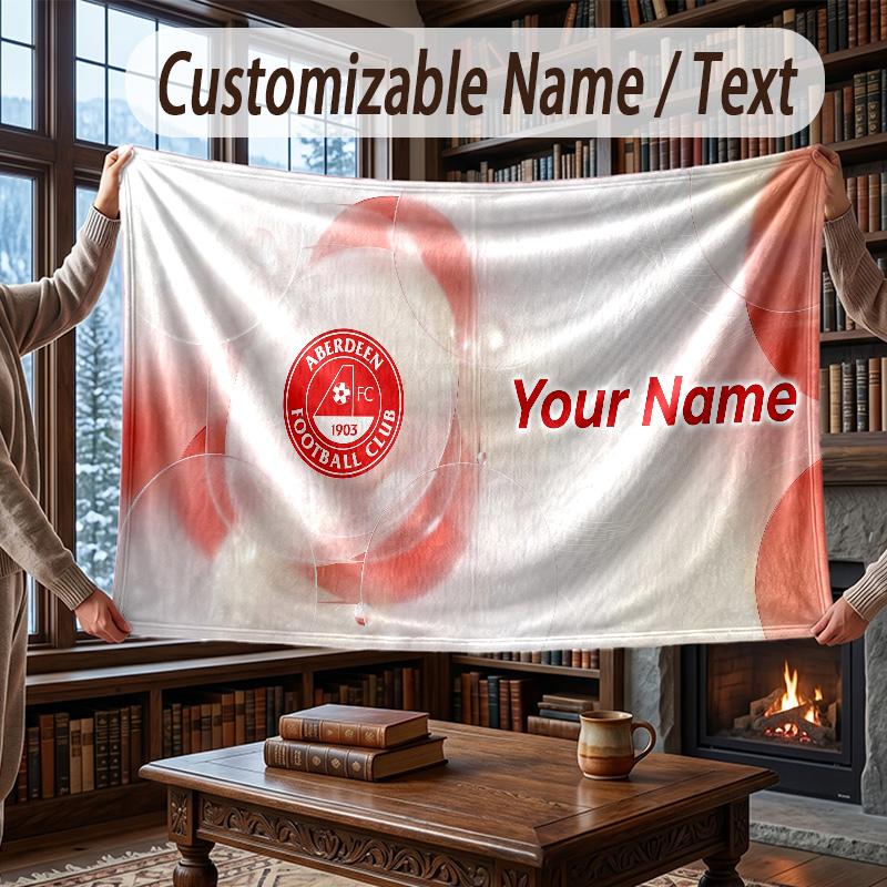 Custom Name Flannel Throw Blanket Aberdeen FC Pattern Warm Home Decoration