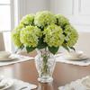 4 Pièces Grandes Fleurs d'Hortensia Artificielles Vertes, Faux Hortensia avec Tiges à Feuilles, Fleur d'Hortensia, pour Centres de Table de Mariage Intérieur Décoration de Fête