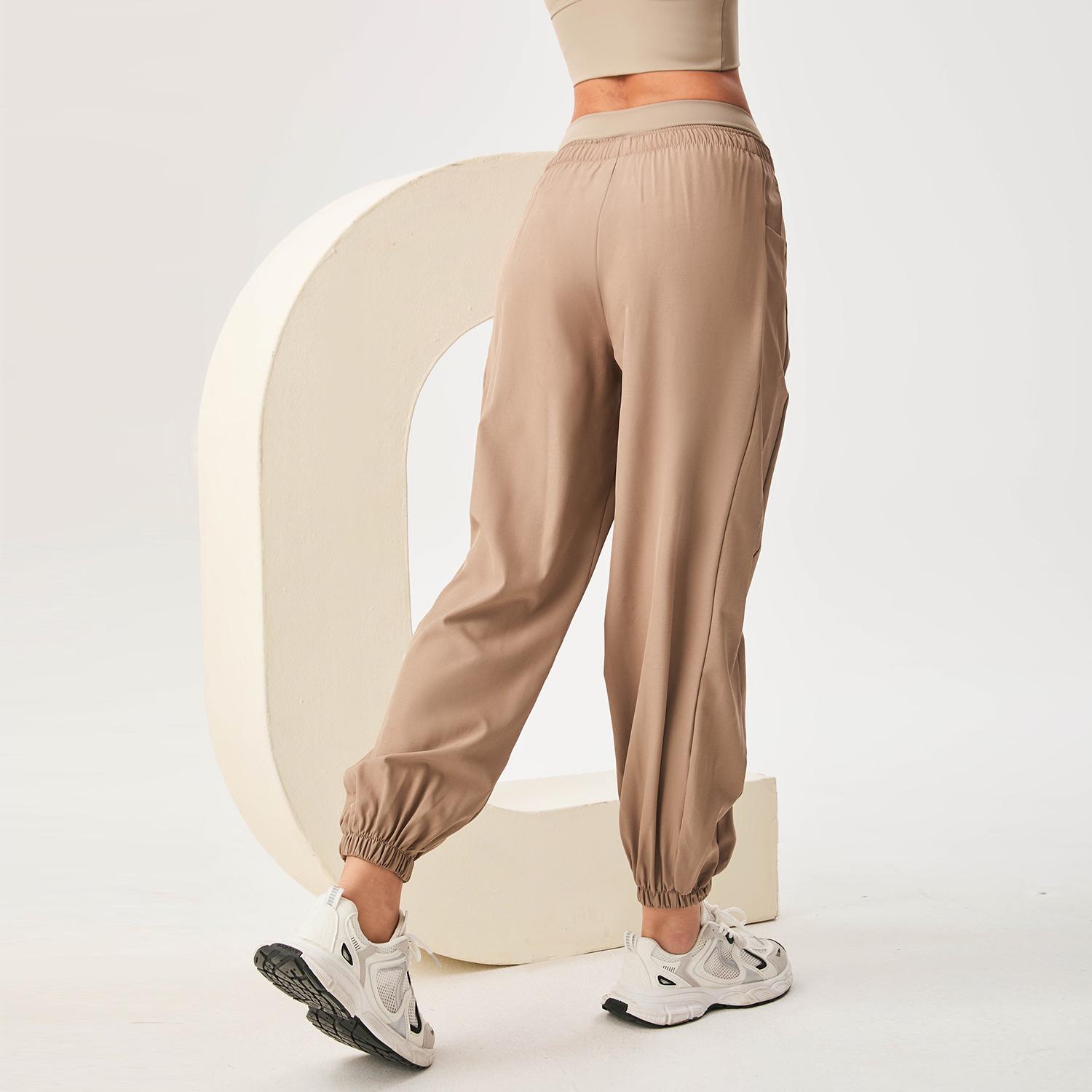 

Women s Slim Fit Quick-Dry Ankle-Length Yoga Pants - Spring/Summer High-Waist, Loose Sport, Casual Running, Cuffed. Large хакі