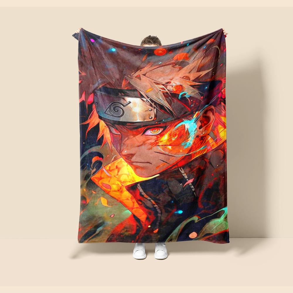 Flannel Naruto Cartoon Seasonal  Blanket. Use for Sofa, Bed, Living Room, Travel Picnic, Thin Blanket Kids Gift