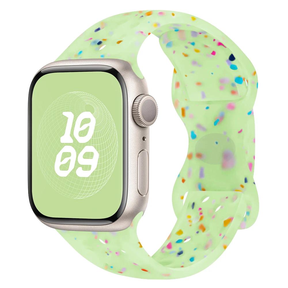 Color Particles Strap for Apple Watch Ultra 2 Band 49mm 45mm 44mm Silicone Bracelet for IWatch Series 9 8 7 6 5 41mm 42mm SE 4 3