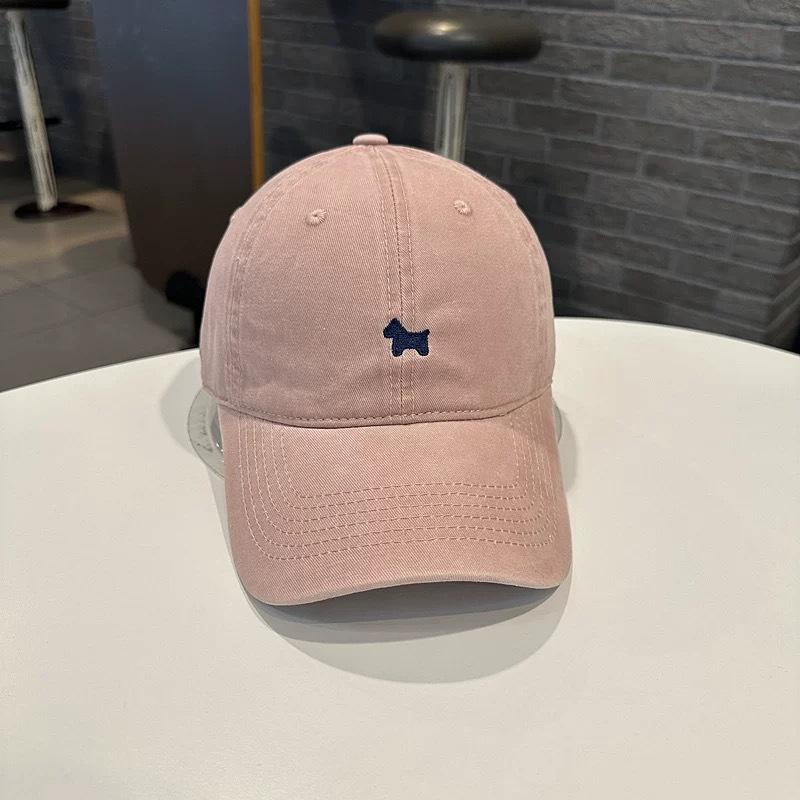 Simple Puppy Embroidery Young Couple Versatile Old Baseball Cap Street Male and Female Students Curved Brim Cap