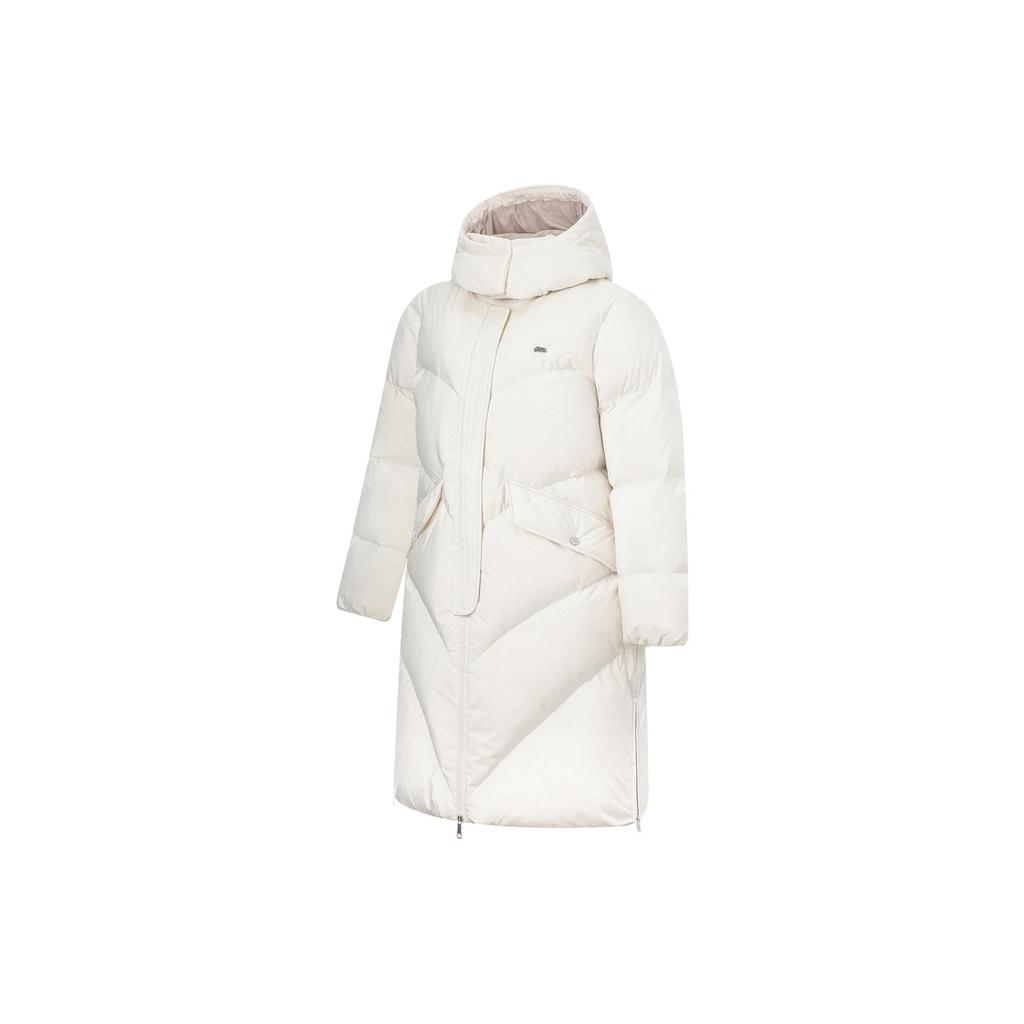 Li Ning Sports Lifestyle Series Off-Season Stock Pure Color Hooded Warm Long Down Jacket Women Outerwear AYMT116-1