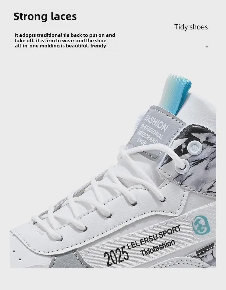 Herren Weiße Herbst High-Top Mode Sneaker – Trendige Lässige Laufschuhe