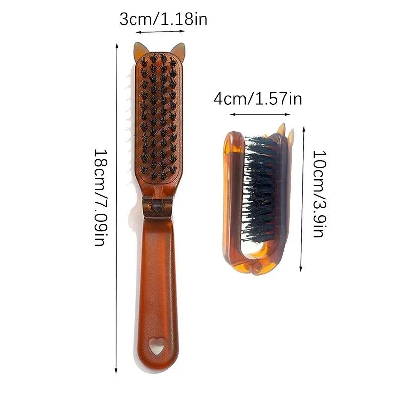 

Travel Hair Comb Folding Boar Bristle Detangling Hair Brush Women Scalp Massage Brush Curly Fluffy Brush Massager Styling Tools