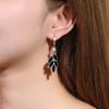 Trendy 925 Sterling Silver Earrings for Women Vintage Black Leaves Temperament Long Eardrop Jewelry Lady Anniversary Accessories