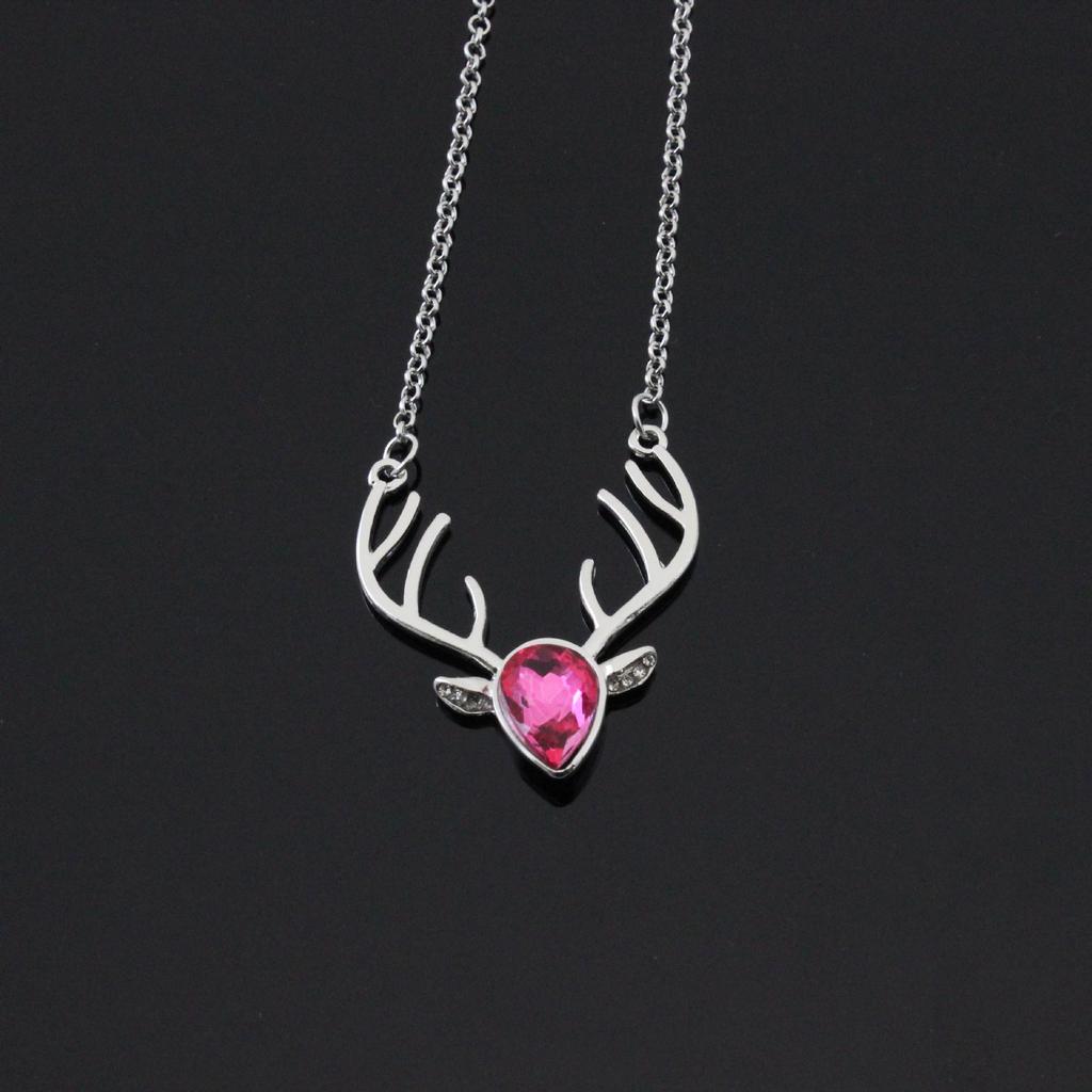 Korean Style Crystal Deer Head Necklace & Clavicle Sweater Chain for Women