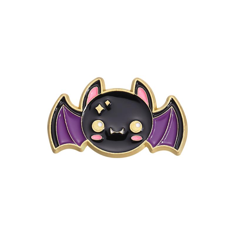 Cute Bat Cat Enamel Pins Custom Halloween Animals Brooch Lapel Badges Punk Gothic Jewelry Gift for Kids Friends