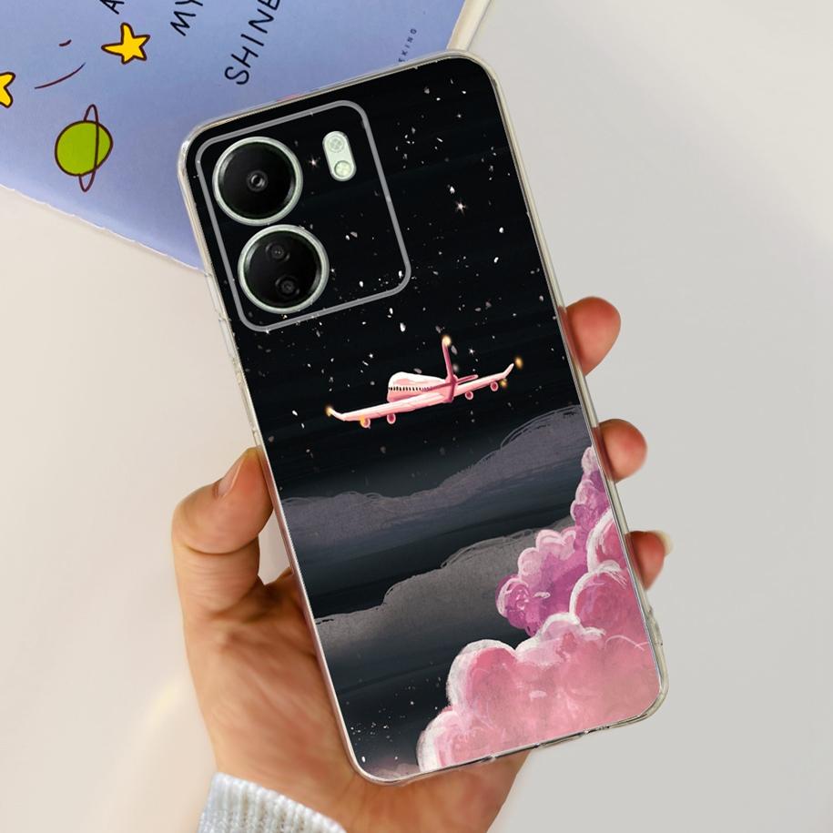 For Xiaomi POCO C65 Case Transparent Silicone Soft TPU Phone Cover For Xiaomi Mi Poco C65 Protective Bumper PocoC65 Flower Funda