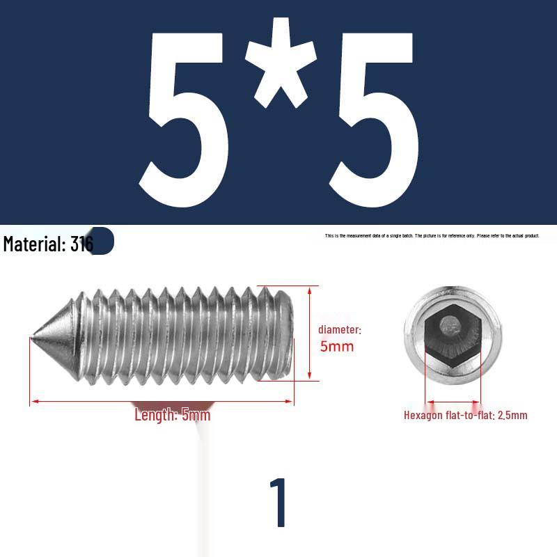 12.9 Edelstahl 304 Innensechskant Kegelspitze Gewindestift M2/M3