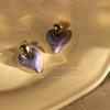 New trendy design dripping love earrings women, French purple peach heart ear jewelry