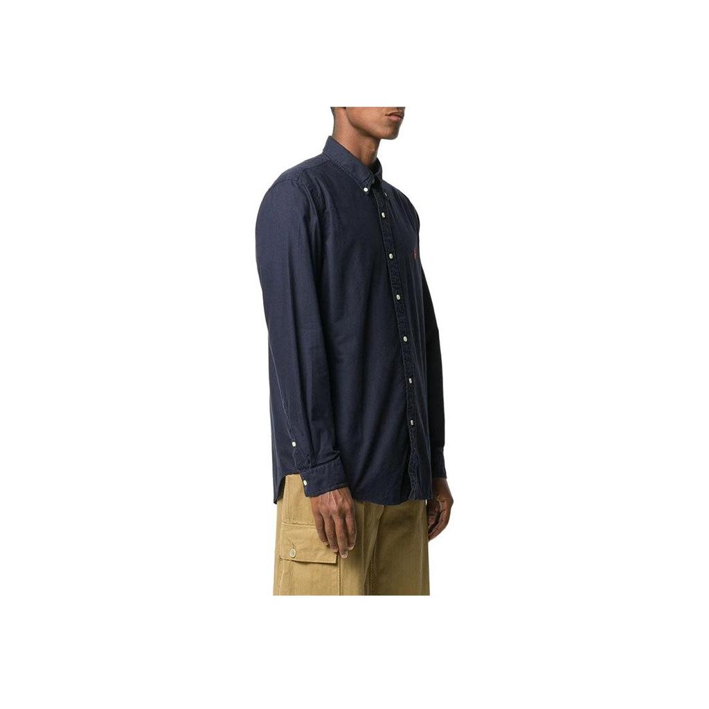 Polo Ralph Lauren Logo-Print Button-Down Kragen Hemd Herren Hemden Blau 710772290-002