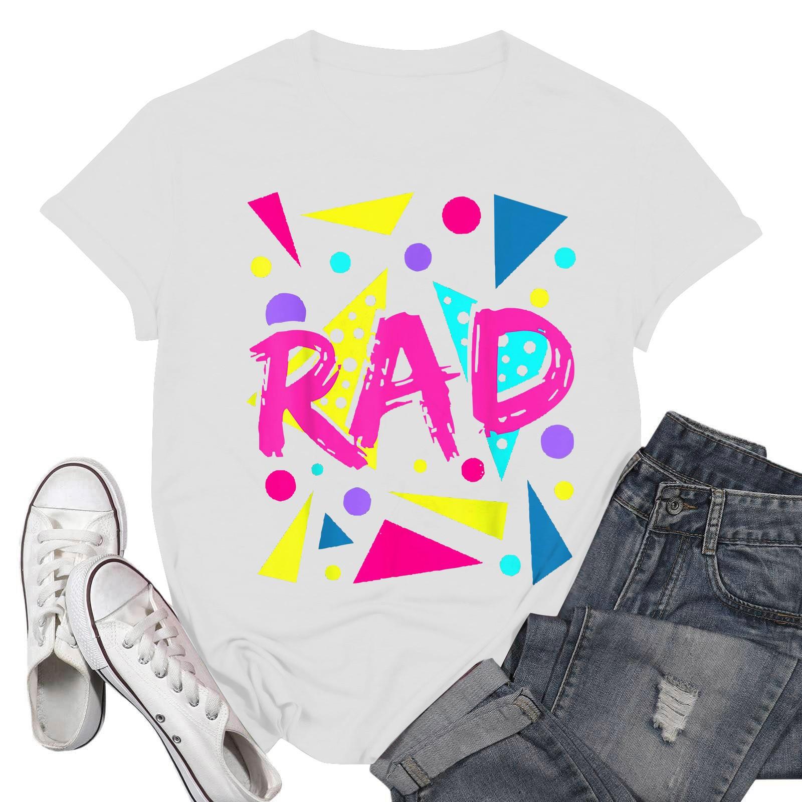 

Жіноча мода повсякденні шкільні принтовані короткі рукави з круглим вирізом пуловери топи XL білий