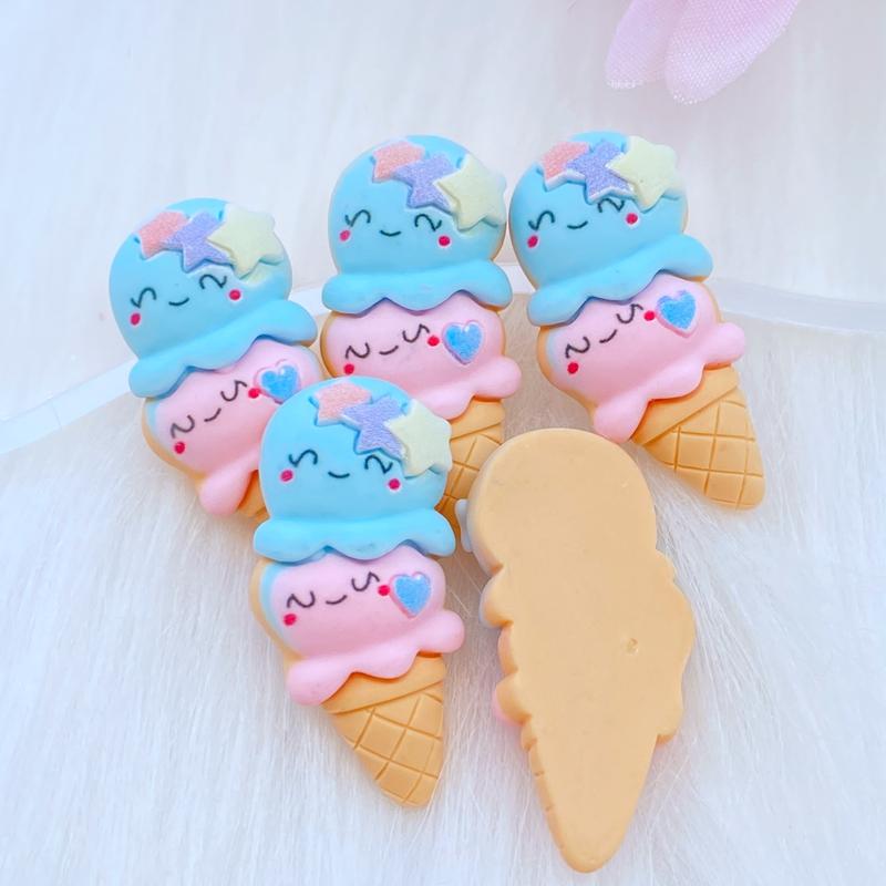 10Pcs New Kawaii Cute Ice Cream Flat back Acrylic Cabochons Scrapbooking DIY Jewelry Craft Decoration Accessorie