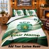 Set de așternut 3 piese cu model Sporting CP Nume personalizat, Cearșaf și Fețe de pernă Pentru Dormitorul de Acasă
