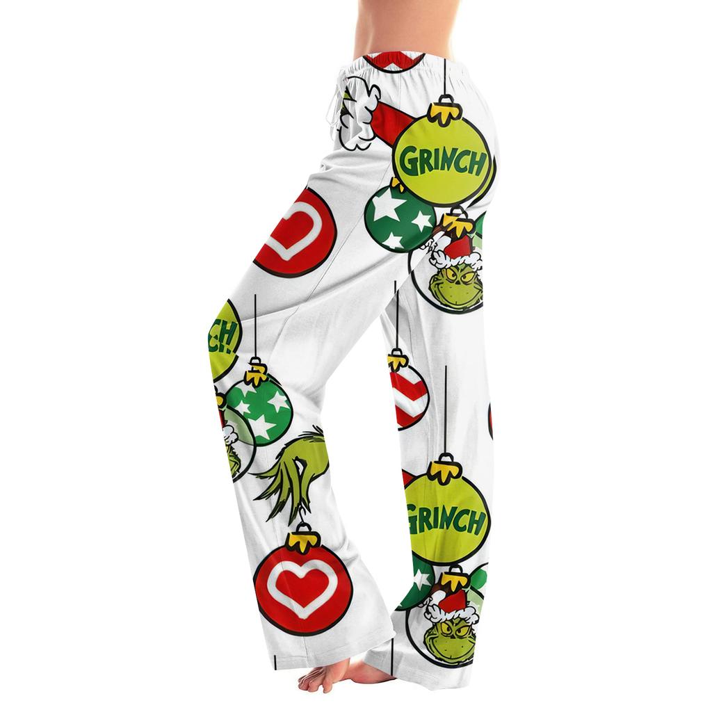Womens Pajama Pants Sleepwear Casual Drawstring Elastic Waist Pants Comfy Straight Yoga Loose Trousers