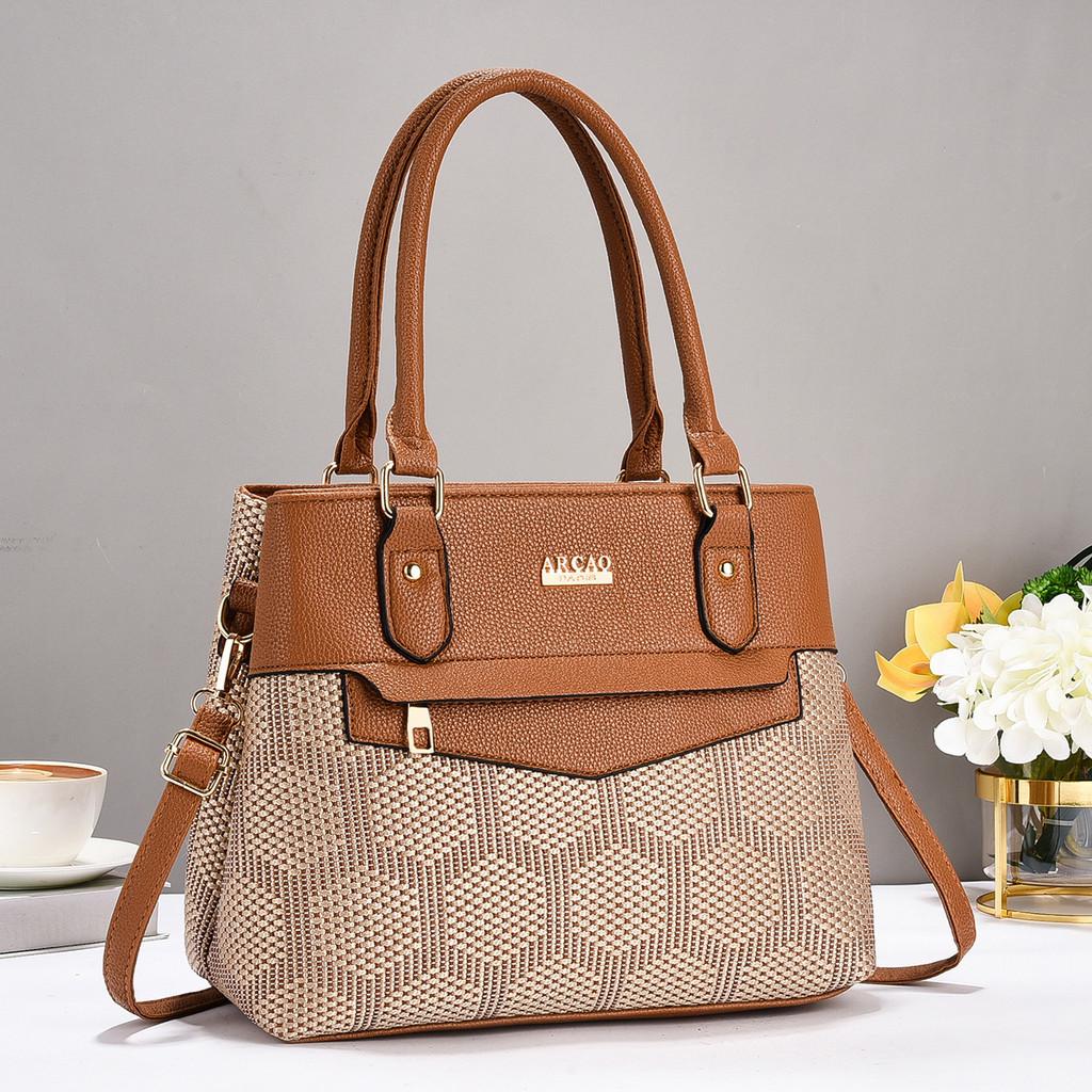 Stylish Women's Tote Bag In Elegant Black And Earthy Tones With Chic Design Features