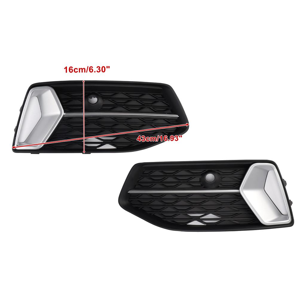 2PCS Front Bumper Grille Grill Fog Light Cover Fit A6 C8 2019-2023