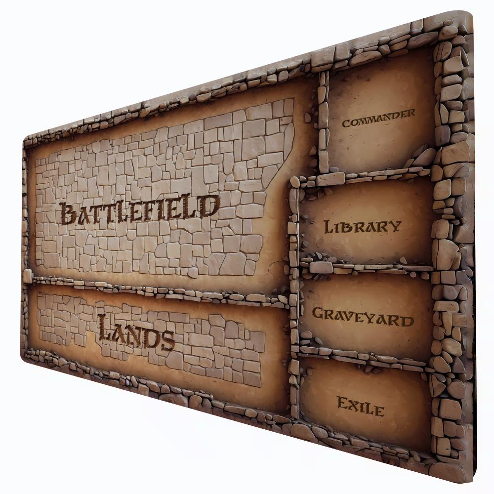 Retro Stone Brick Pattern MTG Playmat 24"X14" Magic Card Mat with Stitched Edge Non-Slip Tabletop Playmat Board Game Mat for TCG