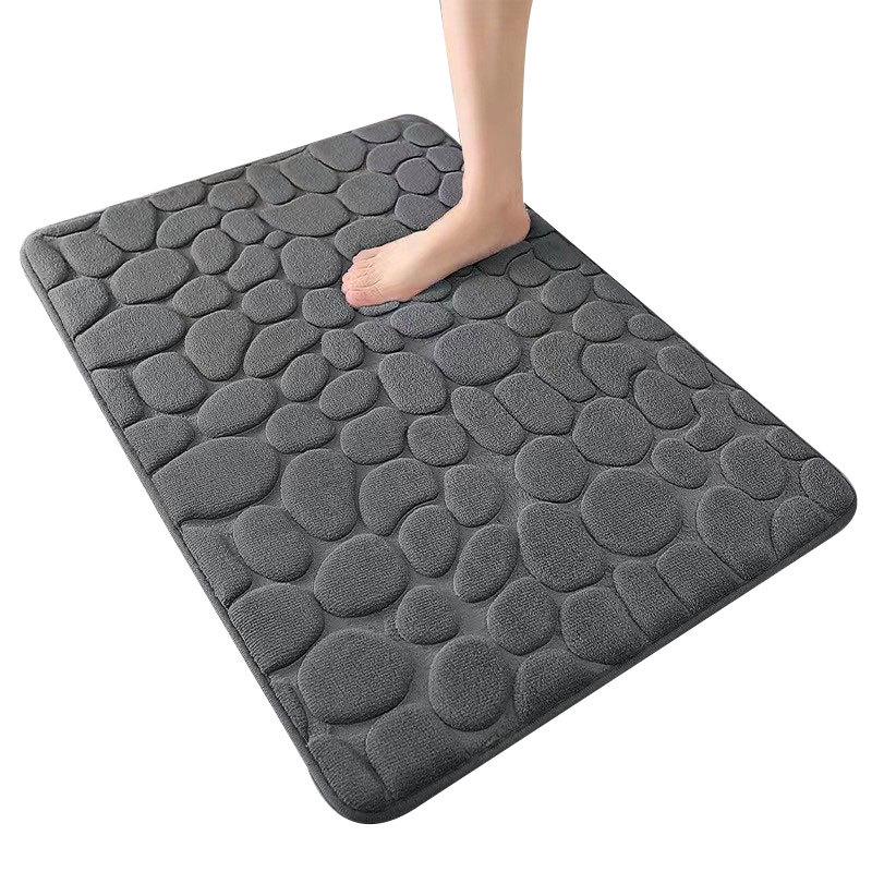 Cross-border Cobblestone Embossed Water-Absorbing Dirt-Resistant Coral Fleece Memory Foam Floor Mats
