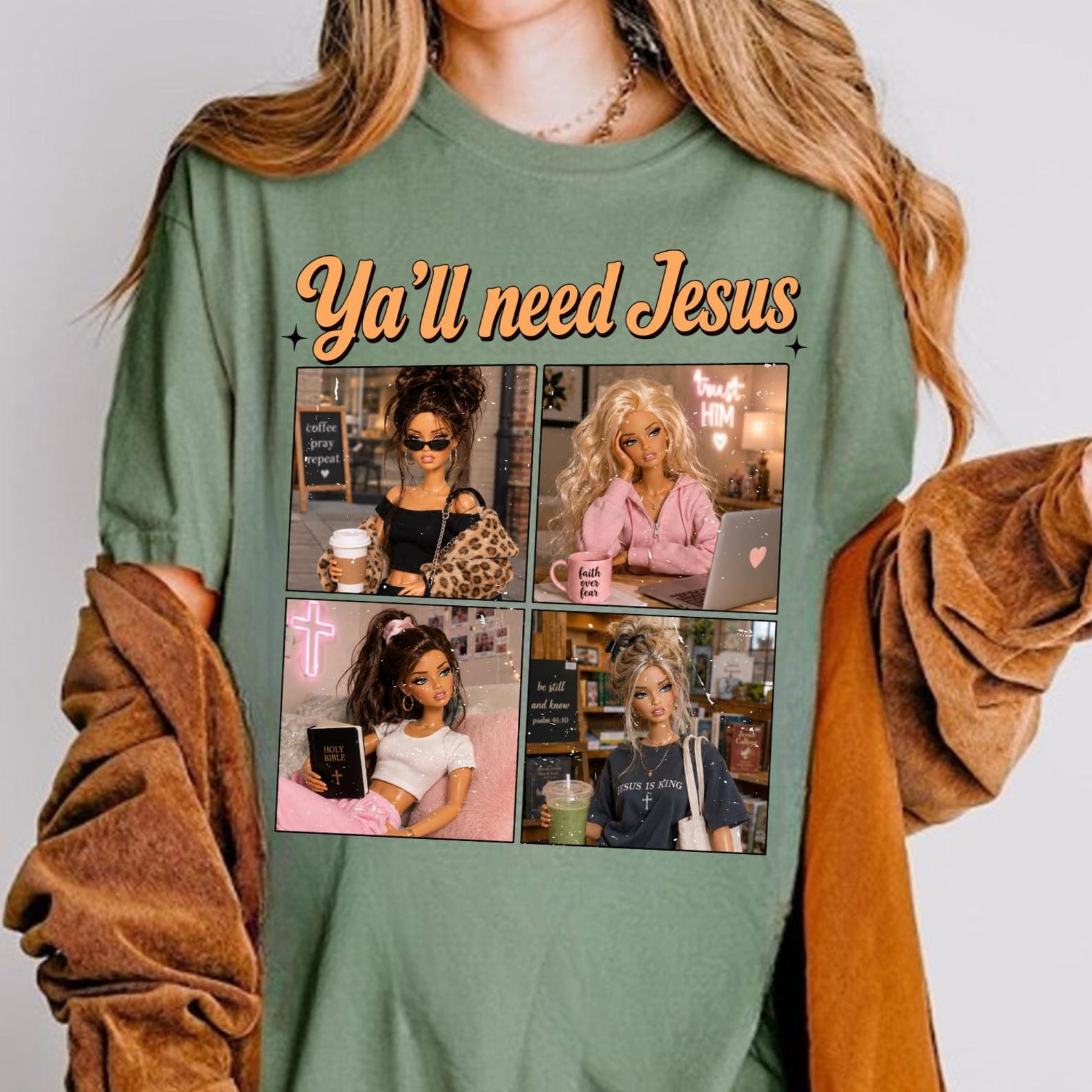 Ya ll Need Jesus Shirt, Disgusted Doll Face Meme, Christian Mom Shirt, Funny Religious Shirt, Western Christian Shirt, God Got Me Shirt 3XL