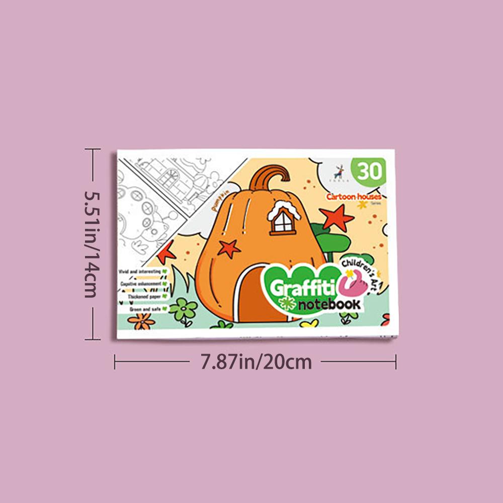 30 Sheets Cartoon Convenient Graffiti Book Watercolor Coloring Book, Suitable for Markers, Watercolor Pens, and Colored Pencils