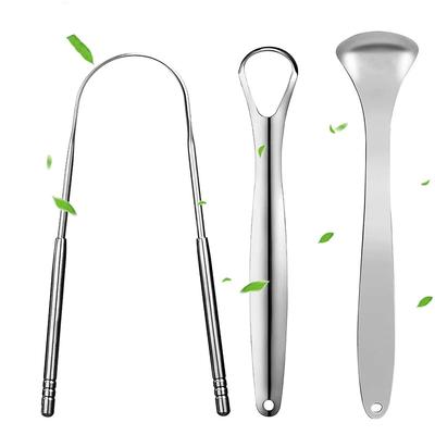 Premium 1pcs/3pcs Metal Tongue Scraper Cleaner para adultos e crianças, escovas raspadoras de língua de aço inoxidável portáteis para remoção