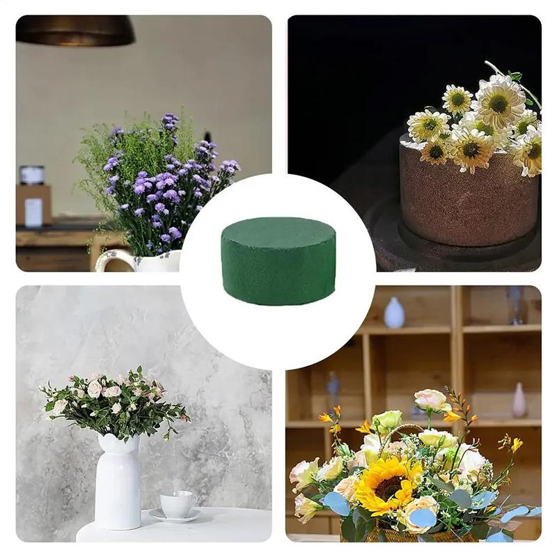 6Pcs Diy Round Floral Foam Bricks Flowers Mud Green Florist Styrofoam Blocks Wedding Birthday Flower Arrangement Materials