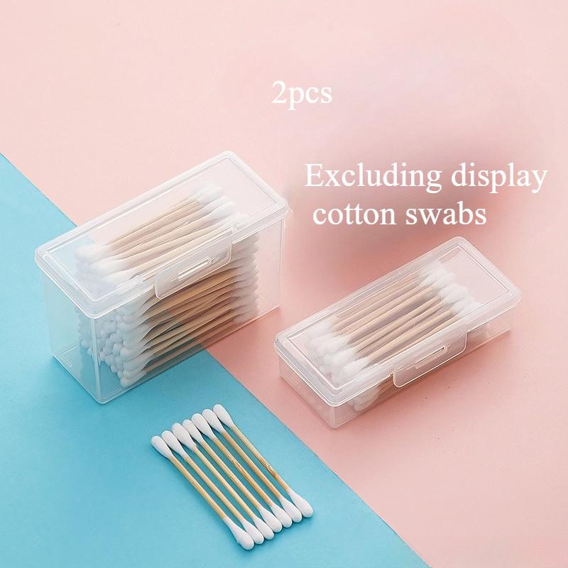 

2pcs Portable Storage Box, Cotton Swab Stick Storage Box, Earring Necklace Hair Clip Storage Box, Small Item Storage Box