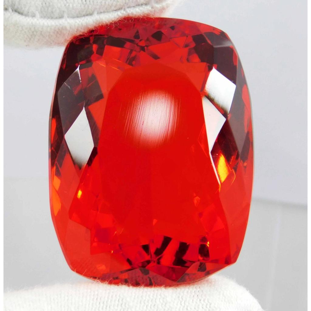 Huge Certified 164.85 Ct Mexican Fire Opal Red Orange Cushion Natural Gemstone
