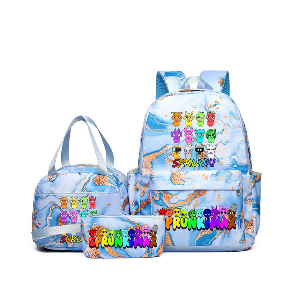 Rhythm Box Music Game Heat Transfer Backpack Sprunki Primary and Secondary School Students Children's Cute Schoolbag Three-piece Set