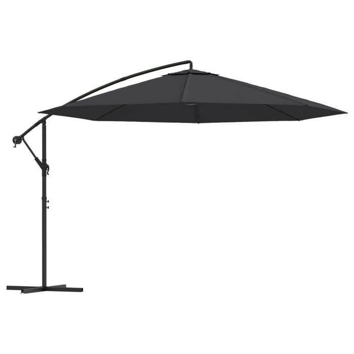 Parasol Déporté - VIDAXL - 350x268 cm - Aluminium - Noir - Mécanisme Manuel