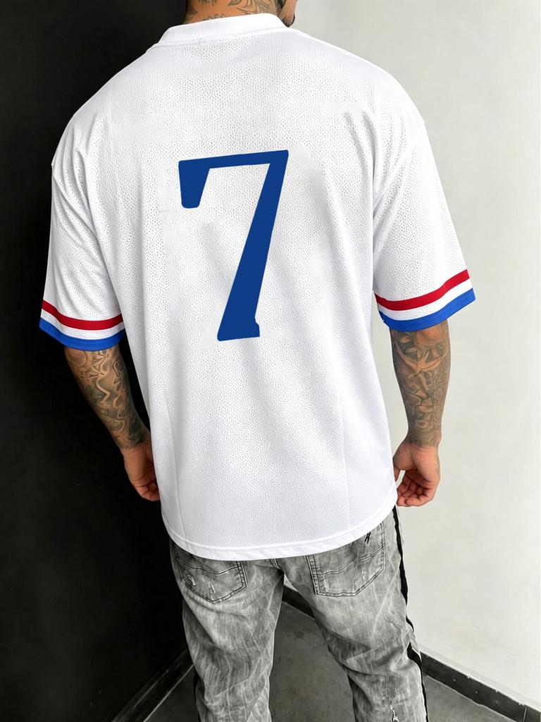 Lässiges Amerikanisches Street Style Frankreich Nationalmannschaft Nr. 7 Grafikdruck Fußballtrikot T-Shirt Atmungsaktiv Und Bequem Für Draußen